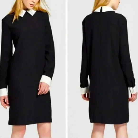 Victoriabeckham Elegant Black Long-Sleeve Dress - Picture 1 of 4